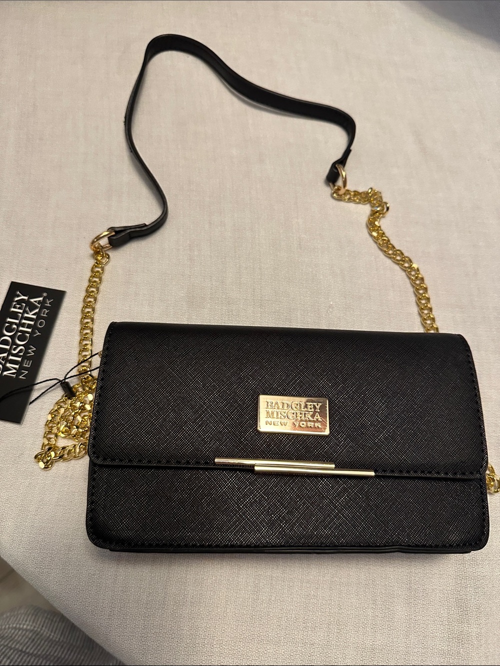 Badgley Mischka Black Crossbody with Gold-Tone Hardware